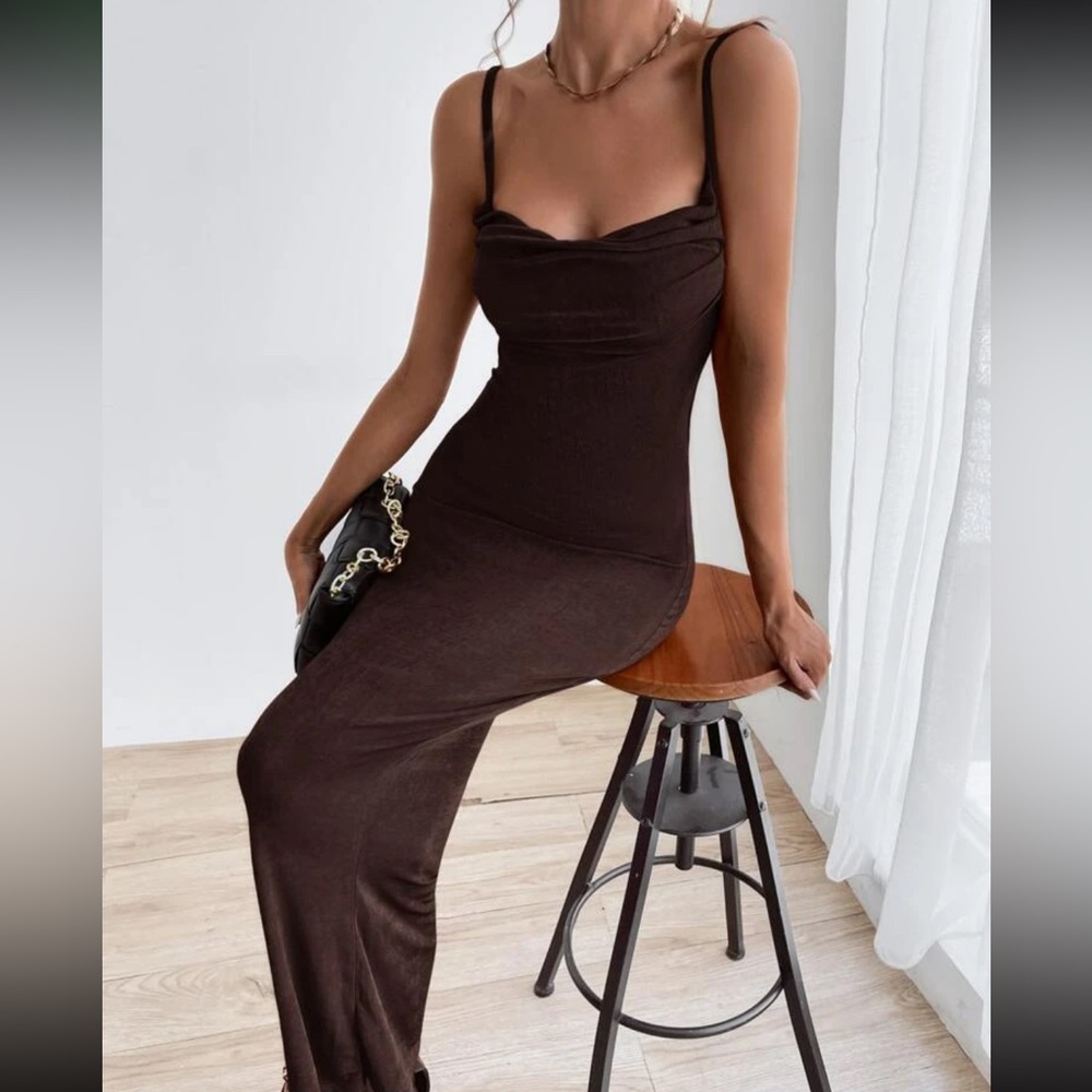 Solid Tie Backless Ruched Dress